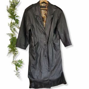 🌼VINTAGE LEATHER TRENCH COAT《580》pockets button down